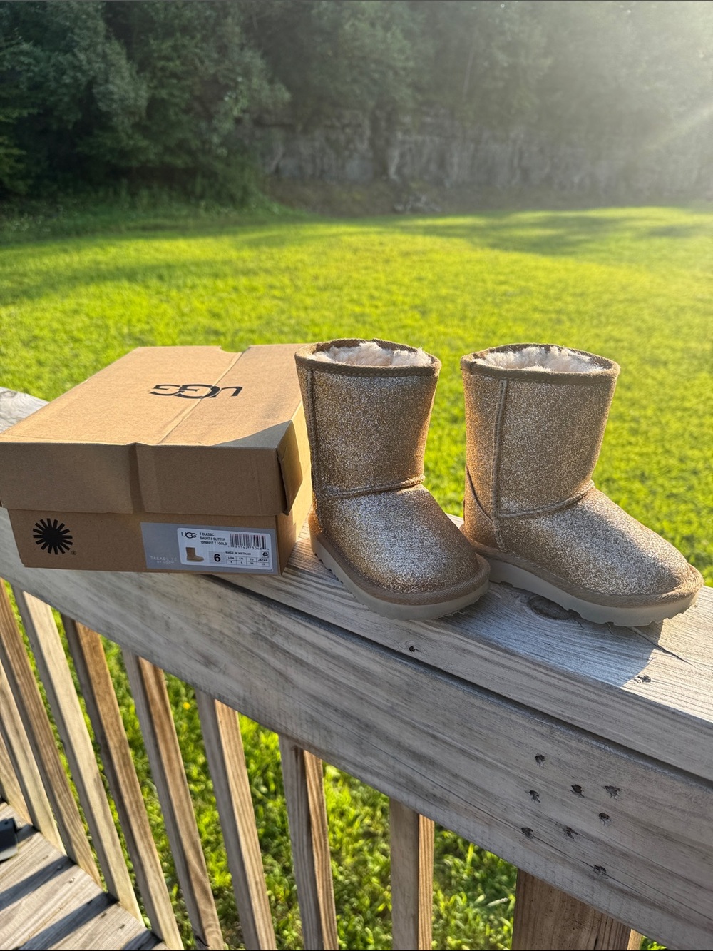 UGG Kids Glitter Short Boot - Rose Gold Sparkle